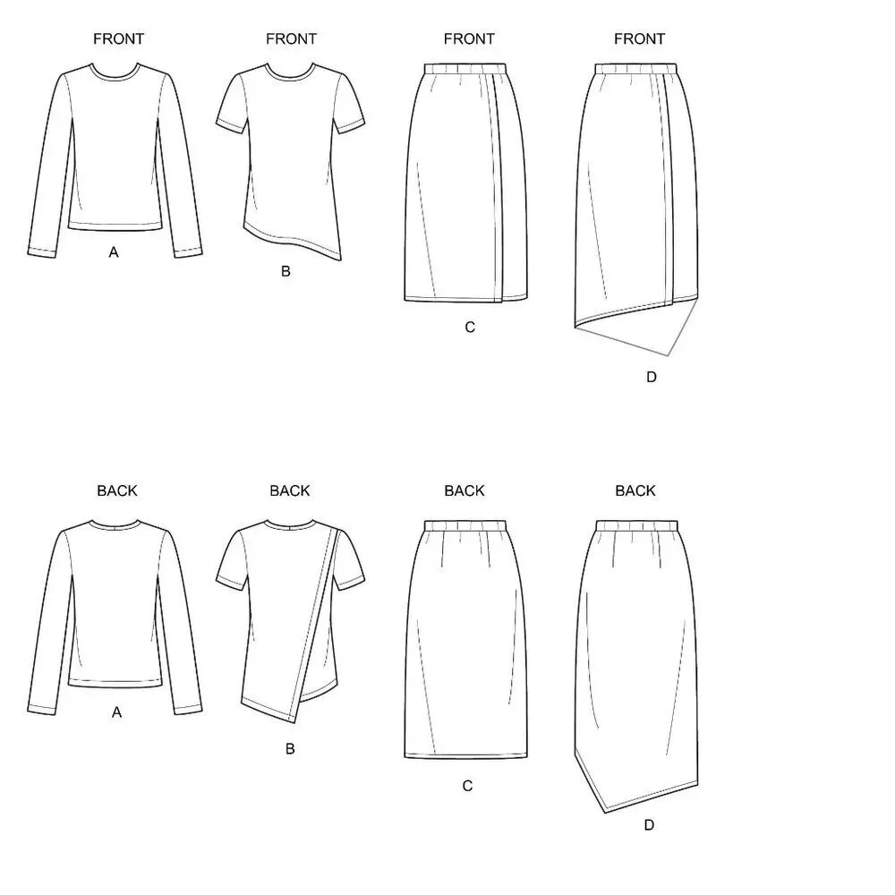 New Look Sewing Pattern 6646‎ Dress Top Skirt KNITS Misses Size 8-20